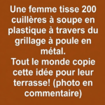 Elle enroule du grillage autour de simples frites de piscine… et crée des îlots flottants spectaculaires qui transforment complètement l’étang du jardin